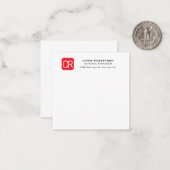 Monogrammed Red White Professional Plain Mitteilungskarte (Vorderseite/Rückseite Beispiel)