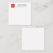 Monogrammed Red White Professional Plain Mitteilungskarte (Vorne/Hinten)