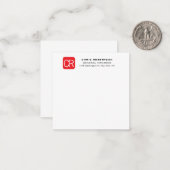 Monogrammed Red White Professional Plain Mitteilungskarte (Vorderseite/Rückseite Beispiel)