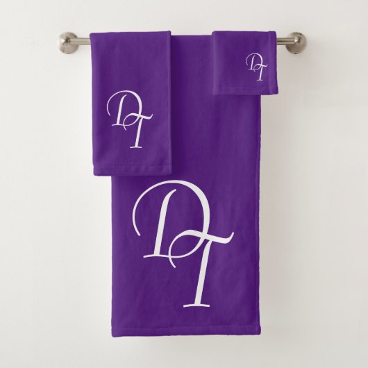 Monogrammed - royal purple badhandtuch set (Insitu)