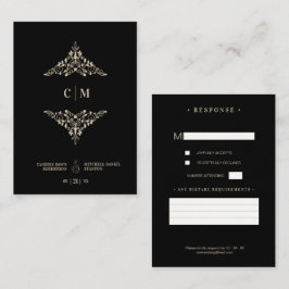 Monogrammed RSVP Gold Wedding Initials Flourish Begleitkarte