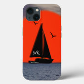 Monogrammed Sailboat with Name on Boat Case-Mate iPhone Hülle (Rückseite)