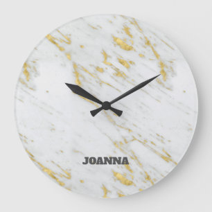 Monogrammed Spotted Gold Glitter Große Wanduhr