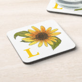 Monogrammed Sunflower Coaster Untersetzer (Linke Seite)