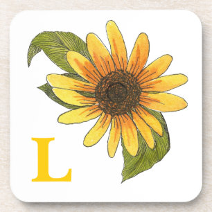 Monogrammed Sunflower Coaster Untersetzer