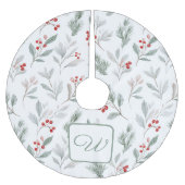 Monogrammed Winter Foliage Christmas Tree Skirt Polyester Weihnachtsbaumdecke (Vorderseite)