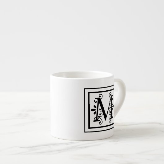 Monogrammespresso-Tasse des Buchstabe-M Espressotasse (Vorderseite Rechts)