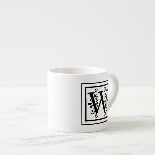 Monogrammespresso-Tasse des Buchstabe-W Espressotasse (Vorderseite Rechts)
