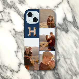Monogrammfoto in fett, navyblau  iPhone 15 hülle