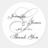 Monogrammg-Hochzeit danken Ihnen Aufkleber (Vorderseite)