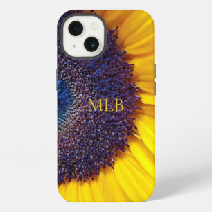 Monogrammgelbe Sonnenblume Nahaufnahme mit Initial iPhone 13 Hülle