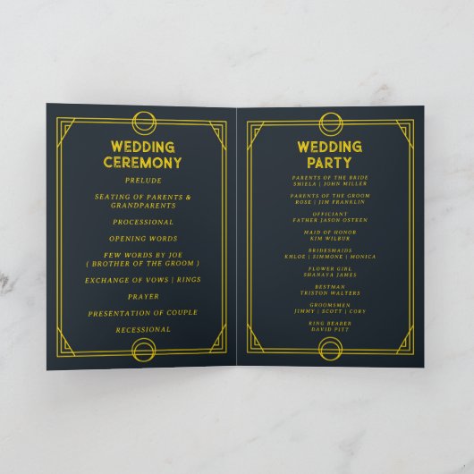 monogrammgotische faltbare Hochzeitsprogrammkarte Programm (Innenseite)