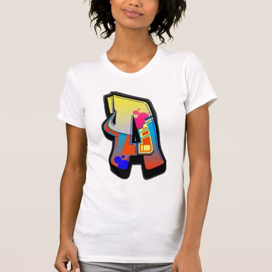 Monogrammgraffiti-Buchstabe ein T - Shirt (Vorderseite)