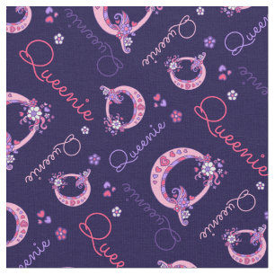 Monogrammherz-Blumengewebe Queenie Buchstaben Q Stoff