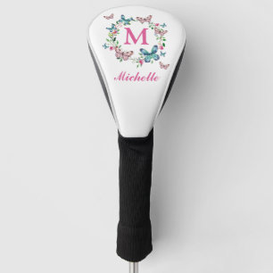 Monogrammhübsche Blumenwreath-Schmetterlinge Golf Headcover