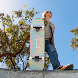 Monogrammiert Cool Mädchen Modern Regenbogen Skateboard
