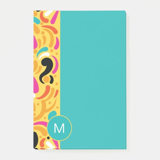 Monogrammiert Fette Farbige Abstrakte Post-it Klebezettel (Vorderseite)