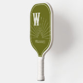 Monogrammiert mit Sunburst & Name Light Olive Pickleball Schläger (Links)