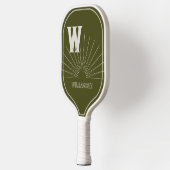 Monogrammiert mit Sunburst & Name Olive green Pickleball Schläger (Links)