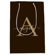 Monogrammiert Schokoladenbraun Gold | Minimalistis