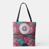 Monogrammiert - Wollknäuel m. Strickhumor Tasche (Rückseite)