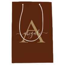 Monogrammiert Zimtbraun Gold | Minimalistisch Eleg
