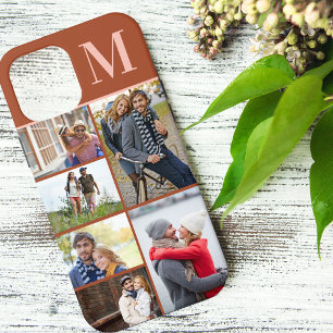 Monogrammierte 5-Foto-Collage in verbranntem Orang Case-Mate iPhone Hülle