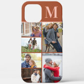 Monogrammierte 5-Foto-Collage in verbranntem Orang Case-Mate iPhone Hülle (Rückseite)