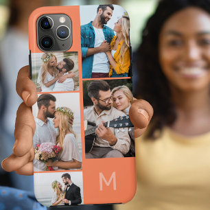Monogrammierte 5-Foto-Collage Orange Case-Mate iPhone Hülle