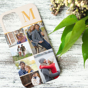 Monogrammierte 6-Foto-Collage Creme Gelb Case-Mate iPhone Hülle
