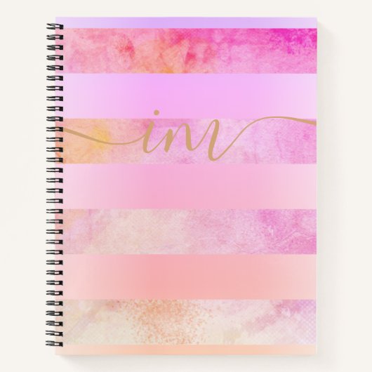 Monogrammierte Abstrakte Gelbstreifen in Aquarellf Notizblock (Vorderseite)