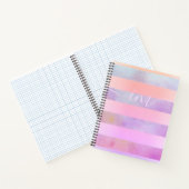 Monogrammierte Abstrakte Regenbogenstreifen in Aqu Notizblock (Innenseite)
