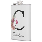 Monogrammierte Anfangsbuchstabe C Pink Boho Mädche Flachmann (Links)