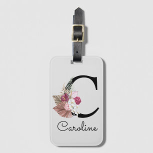 Monogrammierte Anfangsbuchstabe C Rosa Boho Mädche Gepäckanhänger