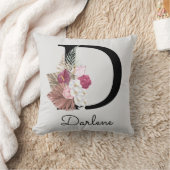 Monogrammierte Anfangsbuchstabe D Rosa Boho Kissen (Decke)