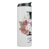Monogrammierte Anfangsbuchstabe K Pink Boho Floral Thermosbecher (Nach links gedreht)