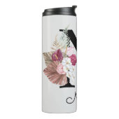 Monogrammierte Anfangsbuchstabe N Pink Boho Floral Thermosbecher (Nach links gedreht)