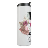 Monogrammierte Anfangsbuchstabe P Pink Boho Floral Thermosbecher (Nach links gedreht)