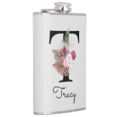 Monogrammierte Anfangsbuchstabe T Pink Boho Mädche Flachmann (Rechts)