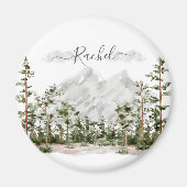 Monogrammierte Aquarell-Berg- und Waldlandschaft Magnet (Vorne)