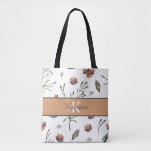 Monogrammierte Aquarell-Blumentasche Tasche
