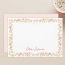 Monogrammierte Aquarell-Gelb-Rosa-Blumen Floral