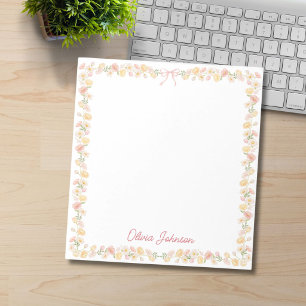 Monogrammierte Aquarell-Gelbe-Rosa-Blumen Floral Notizblock