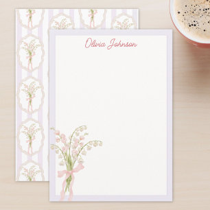 Monogrammierte Aquarell-Maiglöckchen-Blumen Mitteilungskarte