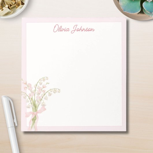 Monogrammierte Aquarell-Maiglöckchen-Blumen Notizblock