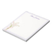 Monogrammierte Aquarell-Maiglöckchen-Blumen Notizblock (Rotiert)