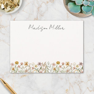 Monogrammierte Aquarell-Wildblumen-Wiesen-Blumen Mitteilungskarte