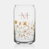 Monogrammierte Aquarell-Wildblumenwiese Blumen Dosenglas (Vorderseite)