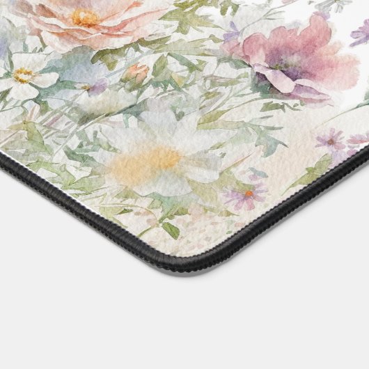 Monogrammierte Aquarellfarben-Wildblumen Schreibtischunterlage (Ecke)