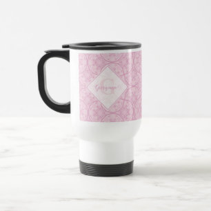 Monogrammierte Art Deco Fächer Preppy In Pink Mand Reisebecher